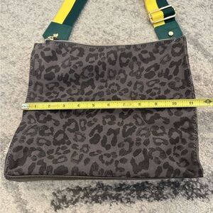 Erin Condren Gray Leopard Shoulder Bag with Green and Yellow Straps